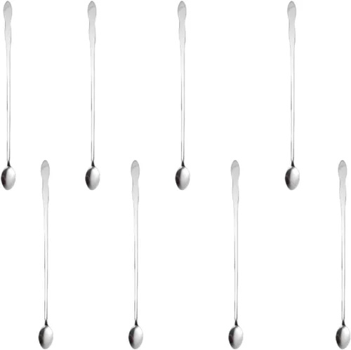 Miniatura 12 de Juego de 8 cucharas mezcladoras de acero inoxidable con mango largo de 7.9 in para café, batidos, jugos, cócteles