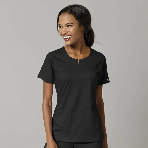 Miniatura 3 de WonderWink Camiseta médica con cuello de muesca de 4 bolsillos para mujer