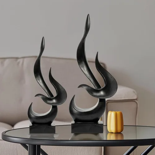 Miniatura 6 de Estatua de Fuego de Oro, Estatua de Resina Moderna y Abstracta, Estatua de Arte para Decoración del Hogar, para Salón, Soporte de TV, Mesa de Café