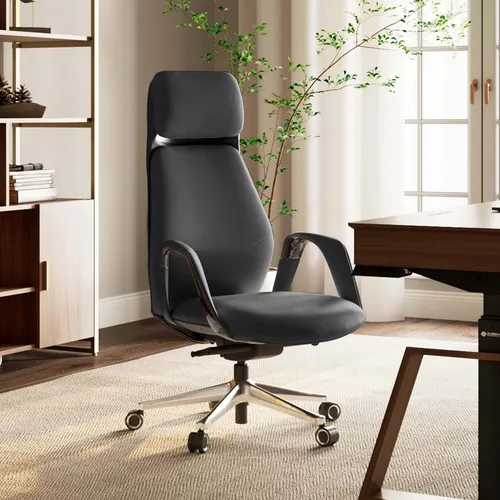 Miniatura 3 de EUREKA ERGONOMIC Serene - Silla de oficina ejecutiva, de piel de napa de alta calidad, con respaldo alto, con base de aluminio, silla ergonómica