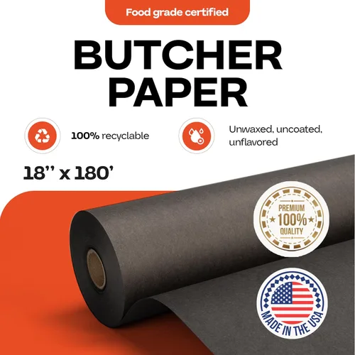 Miniatura 2 de Papel de carnicero negro de 18 x 2160 pulgadas (180 pies) – Rollo de papel de carnicero natural hecho en Estados Unidos para carne y pescado, sin