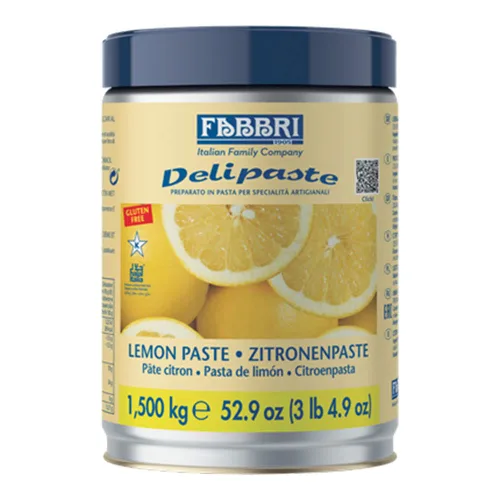 Fabbri Pasta de limón, compuesto aromatizante para gelato, helado, servicio suave, pastelería y confitería - 1 lata de 3.3 lb