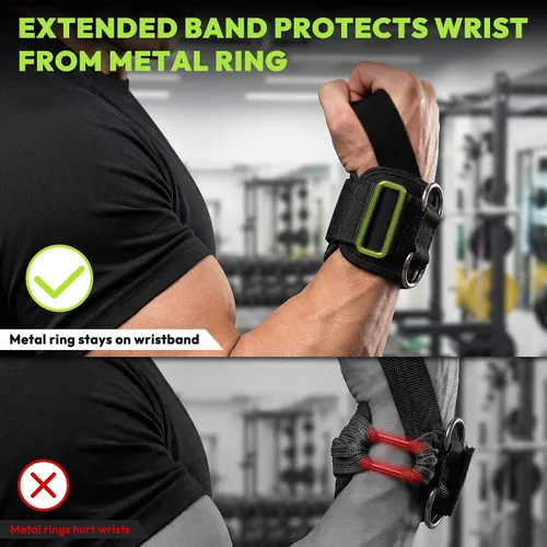 Miniatura 2 de HANDBODE Lifting Wrist Straps for Weightlifting, Gym Wraps with Double D-Ring for Secure Grip, Deadlift, Pull Up, Bodybuilding, Cable Workout, Fit