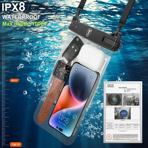 Miniatura 3 de Njjex [Hasta 10 pulgadas] Bolsa grande impermeable para teléfono - Paquete de 2 fundas impermeables para teléfono Samsung Galaxy S25 Ultra S24 S23