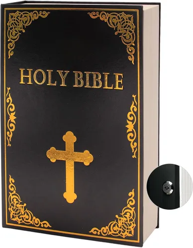 Miniatura 13 de Caja Fuerte de Libro de Cuero (Tamaño 8.7"×6"×2") Secreto de Papel Real para Joyas, Dinero y Efectivo, Caja Fuerte de Libro de Distracción, Hueca