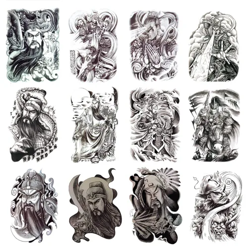 Miniatura 10 de 12 hojas de tatuajes falsos en el pecho, brazo, hombro, tatuajes, arte corporal, mangas de 5.9 x 8.3 pulgadas, tatuajes temporales impermeables