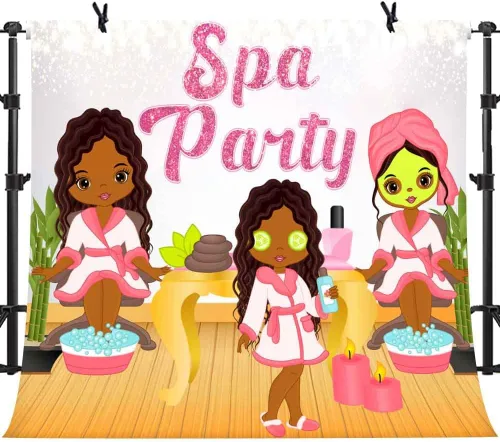 Miniatura 8 de Telones de fondo de fiesta de spa para niños para fotografía de cumpleaños 10 para niñas, fiesta de spa, día de spa, telón de fondo fotográfico