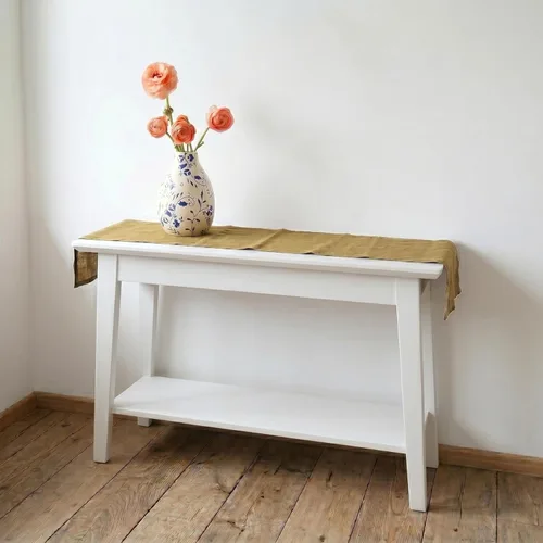 Miniatura 40 de Solino Home Camino de mesa de lino blanco de 36 pulgadas, 100% lino puro, camino de mesa pequeño de 14 x 36 pulgadas, ideal para tocador y mesas 01