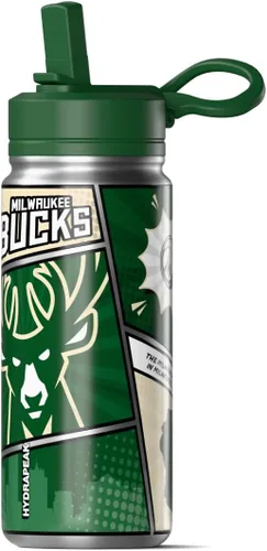 Miniatura 5 de Hydrapeak Milwaukee Bucks - Botella de agua de acero inoxidable con licencia oficial de la NBA de 20 onzas con tapa con pajilla, botella deportiva