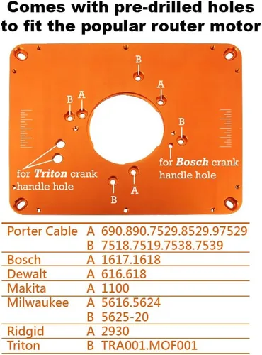 Miniatura 2 de O'SKOOL Placa de inserción de mesa de enrutador de aluminio de precisión, plantillas de enrutador con preperforadas se adaptan a enrutadores