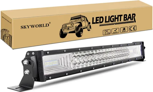 SKYWORLD 22 pulgadas 270 W triple fila 7D LED barra de luz de trabajo Spot Flood Combo Beam DC 12V-24V 6000K impermeable vehículos todoterreno 4x4