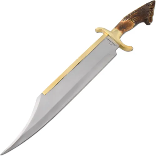 Miniatura 2 de Cuchillo de caza de mango de cuerno de ciervo de Montana de corona real hecho a mano de encargo