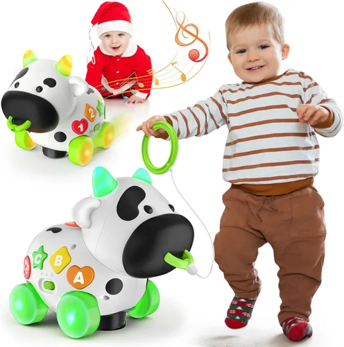 Talkfun Juguetes Musicales de Vaca para Niños y Niñas de 1+ Año, Juguete Bilingüe para Bebés de 6-12-18 Meses, Juguetes para Niños de Un Año, Regalo