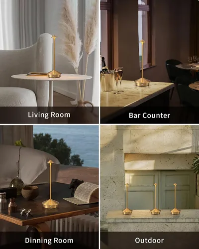 Miniatura 6 de Juego de 2 lámparas de mesa modernas inalámbricas, lámparas de escritorio LED portátiles, iluminación con batería recargable de 5000mAh