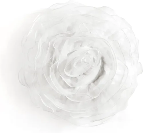 Lush Decor Almohada decorativa con volantes y flores, redonda de 17 pulgadas, color blanco, almohada redonda con volantes, almohadas para cama, sofá