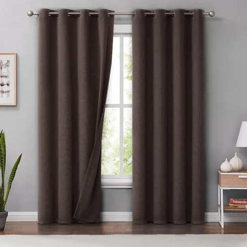 Miniatura 16 de Melodieux Cortinas 100% opacas para dormitorio, aislamiento térmico, reducción de ruido, cortinas de ventana de lino con ojales para sala de estar