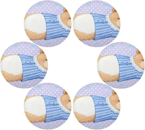 Miniatura 3 de Cartoon Cute Bear Purple placemats Circle Reusable Chalkboard placemats 15x15 in manteles para mesa