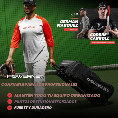 Miniatura 2 de PowerNet Optimus - Bolsa de receptor, bolsa de equipo rodante para todos los equipos de béisbol y sóftbol, 7 fundas internas para bate