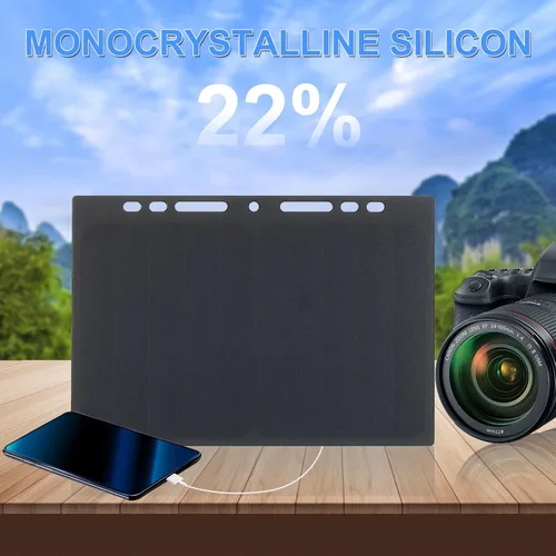 Miniatura 2 de Lixada Cargador de panel solar Puerto USB portátil de alta potencia en forma de papel monocristalino de silicio 10 W cargador de panel solar