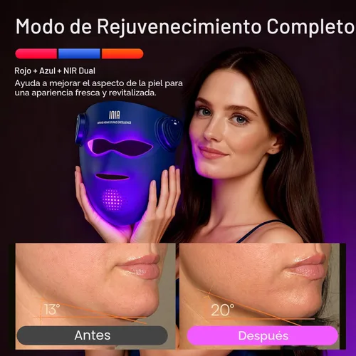Miniatura 7 de INIA Glow 4D - Máscara de terapia de luz roja inalámbrica para cara, NIR dual, 320 LED, 4 modos, refrigeración debajo de los ojos, máscara facial