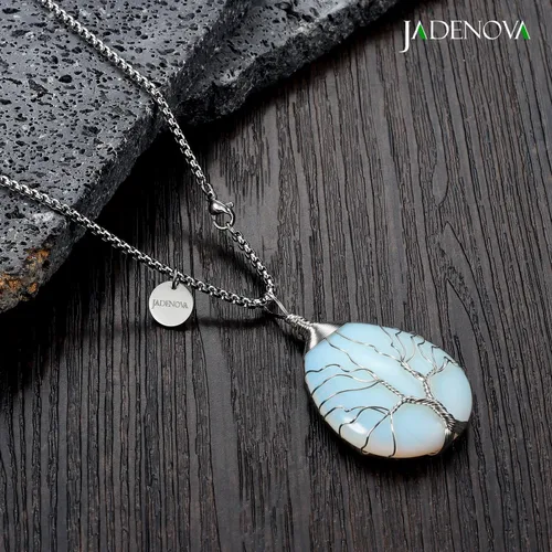 Miniatura 6 de JADENOVA Collar de cristal curativo para mujer, colgante de árbol de la familia, árbol genealógico, joyería envuelta en alambre, colgante de lágrima