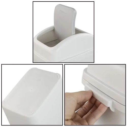 Miniatura 5 de Asking Cubo de basura pequeño de 1.8 galones con tapa abatible, cubo de basura de plástico, color gris