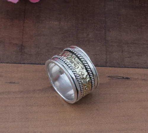 Miniatura 27 de Boho Spinner Ring, Mothers Day Gift, Silver 925 Women Ring, Sterling Silver 925 Ring, Fidget Spinner Ring,Women Silver Anxiety Ring