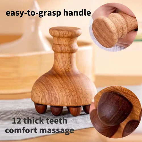 Miniatura 2 de Herramienta de masaje de terapia de madera para grasa del vientre, masajeador de drenaje linfático para celulitis para moldear el cuerpo, kit