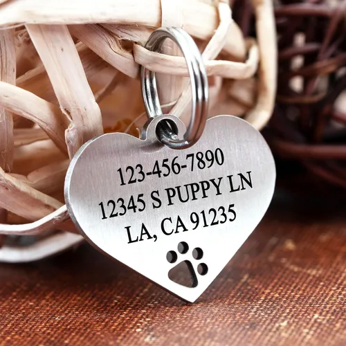 Miniatura 3 de Ultra Joys Placas de Identificación para Perros Personalizadas para Mascotas - Placa de ID Personalizada con Pata Hueca - Placa de Identificación