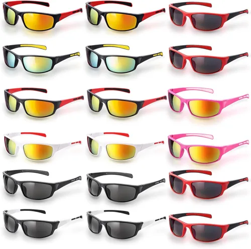 Miniatura 8 de Leumoi 18 pares de gafas de sol deportivas tácticas para correr, gafas de sol para conducción, gafas de motocicleta para hombres, mujeres y jóvenes