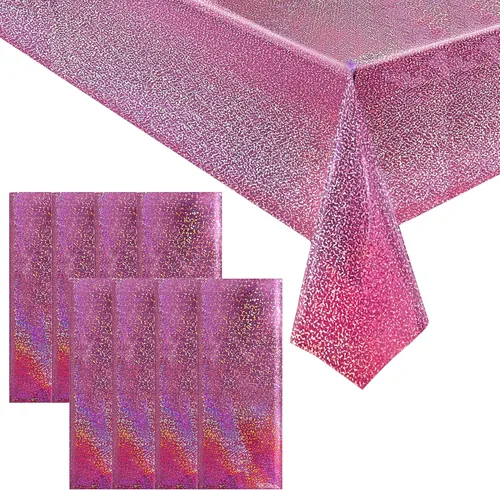 Miniatura 54 de 4 piezas de mantel de fiesta azul real holográfico de 40" x 108" con iridiscencia, mantel de plástico azul marino brillante para graduación, 4