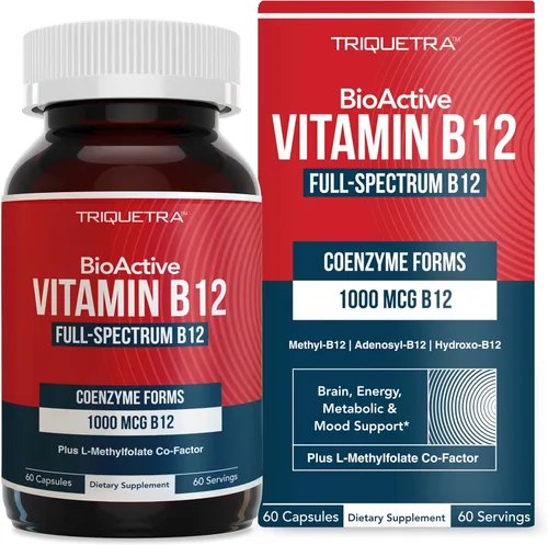 BioActive Vitamina B12 – 1000 mcg, contiene las 3 formas de coenzimas (metilo, adenosilo e hidroxi) más coactor de metilfolato | Apoya la energía,