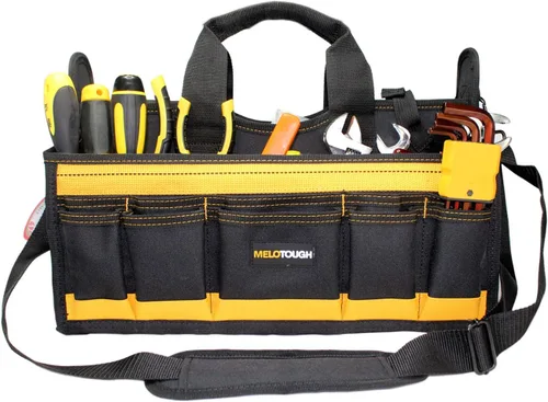 Miniatura 2 de MELOTOUGH Bolsa de herramientas para electricista con correa de hombro de 17 pulgadas, bolsa de herramientas HAVC, portador de herramientas superior