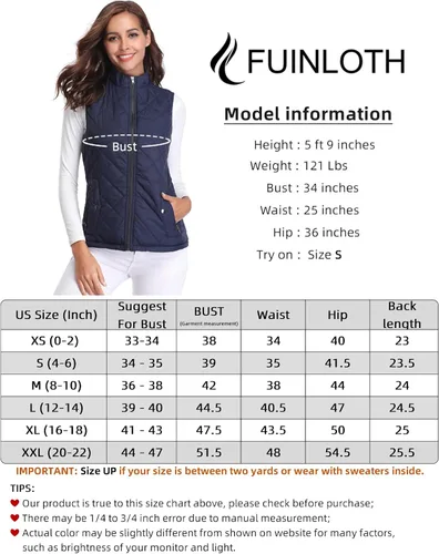 Miniatura 4 de Fuinloth - Chaleco acolchado para mujer, diseño de cuello alto, ligero, con cierre