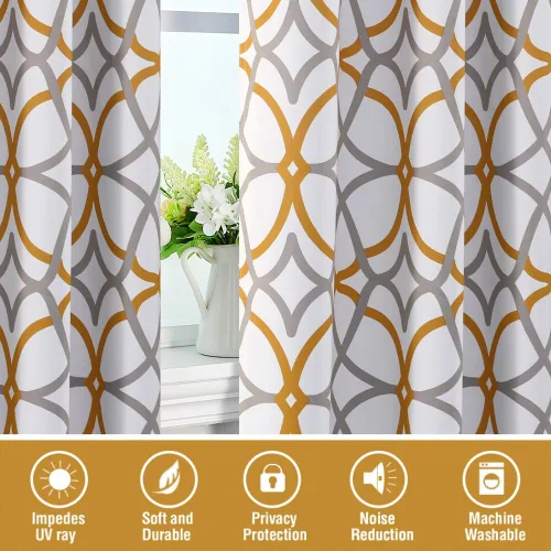 Miniatura 6 de H.VERSAILTEX Cortinas opacas con diseño impreso de 54 pulgadas de largo, juego de 2 paneles de cortinas con aislamiento térmico para dormitorio
