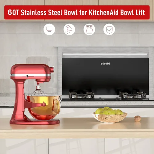 Miniatura 7 de Tazón de mezclador de acero inoxidable de 6QT para mezcladores de pie Kitchenaid, tazón de mezcla de Kitchen Aid para mezclador de elevación de 6QT