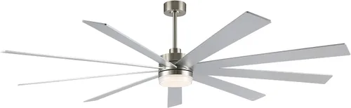 LEDLUX Ventilador de techo con motor CC de 84 pulgadas con luz, control remoto de 6 velocidades, motor reversible, moderno ventilador de techo Plata