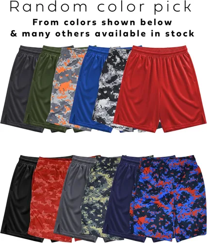 Miniatura 30 de Andrew Scott Pantalones cortos deportivos de baloncesto para niños con rendimiento activo y estilo de malla, varios paquetes