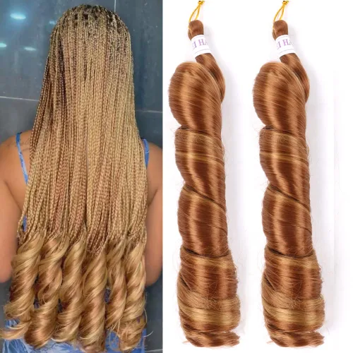 Miniatura 38 de Cabello rizado francés trenzado para trenzas de caja, 8 paquetes de 12 pulgadas, 3.00 oz/paquete, cabello trenzado de onda suelta, extensiones