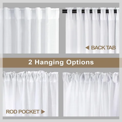 Miniatura 22 de Pitalk Cortinas de lino para café de 24 pulgadas de largo, con bolsillo trasero, plisadas, estilo bohemio, granja, cocina, cortinas para ventana