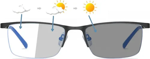 Miniatura 2 de 2020 Gafas de lectura bifocales cuadradas para hombre, lentes fotocromáticas, lentes de transición, presbicia, UV400