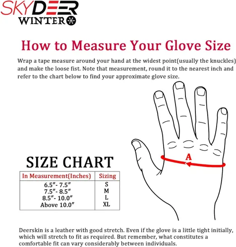Miniatura 5 de SKYDEER 100% Waterproof and -40F Cold Proof Genuine Deerskin Suede Leather Ski Gloves for Extreme Cold Condition (SD8650T)