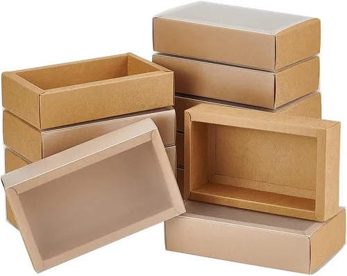 Miniatura 11 de BENECREAT Paquete de 12 cajas rectangulares de papel kraft de 7 x 5 x 1.5 pulgadas con ventana de plástico de PVC para regalos de fiesta, dulces