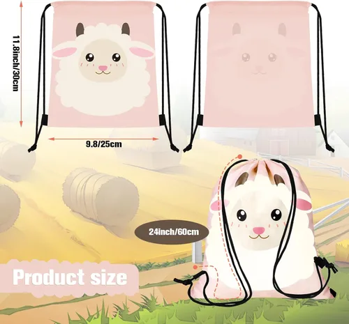 Miniatura 3 de Eccliy 24 bolsas de regalo de fiesta de animales de granja, suministros de fiesta de cumpleaños de granja, bolsas de cuerda para temática de granero