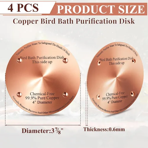 Miniatura 2 de MorningRo 4 discos de cobre para baño de pájaros de 4 pulgadas, 0.024 in de grosor, reforzado con 99.99% de cobre puro, disco de purificación