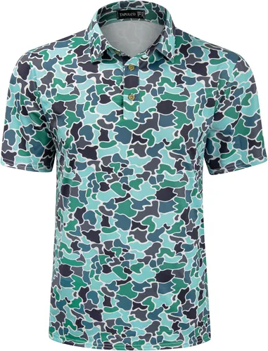 Miniatura 167 de TAPULCO Camisetas tipo polo de secado rápido para hombre, diseño de camuflaje, atléticas, ligeras, transpirables, casuales, para golf