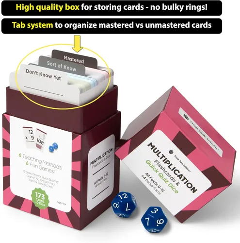 Miniatura 7 de Tarjetas Flash de matemáticas galardonadas – 711 hechos de multiplicación y división (0–12) – Tarjetas jumbo (8 cm x 13,2 cm), ayudas visuales, 2