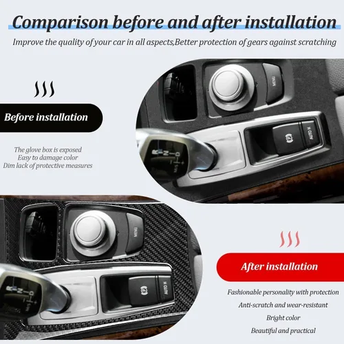 Miniatura 4 de Pacify Cubierta del panel de la palanca de cambios de fibra de carbono, control central, panel de cambios, adhesivo protector compatible con BMW X5