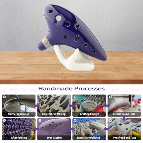Miniatura 5 de Zelda Ocarina Alto C de 12 hoyos con libro de canciones (canciones de la leyenda de Zelda) con bolsa protectora para expositores - Zelda Ocarinas