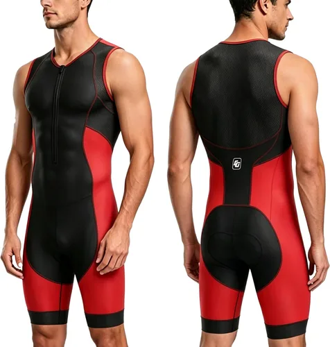 Miniatura 9 de Triathlon Suits Mens One-Piece Sleeveless Trisuits Skin Wet Suit for Running Cycling Swimming Azul